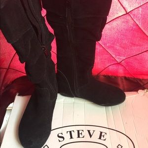 Black suede tall Steve Madden boots